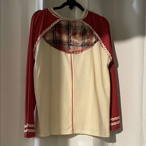 POL Red and Cream Long Sleeve Tee - Picture 7 of 10